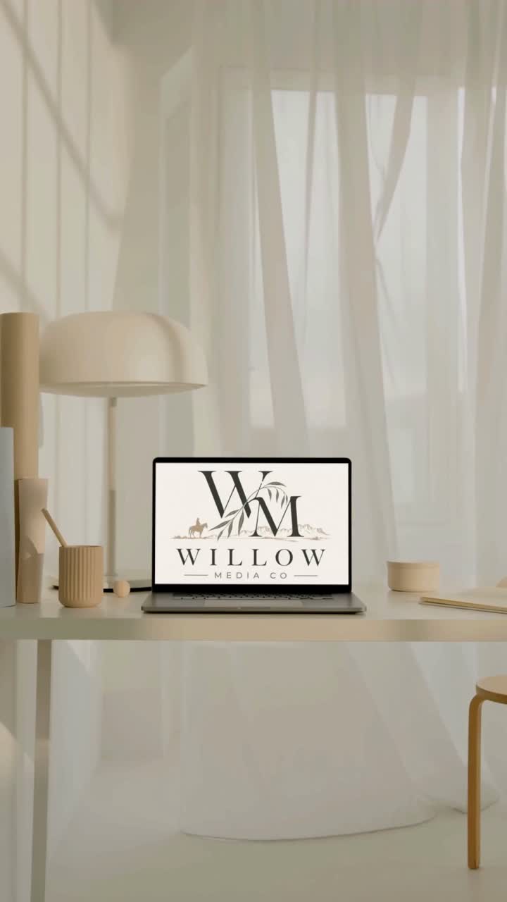 Willow Media Co. signage styled on a table